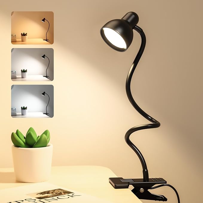 Clip on Light Reading Light for Bed 3 Color Modes Black | 10 Dimmable by Uchoiceme
