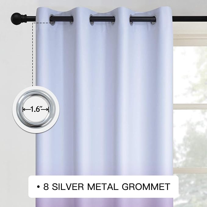 COSVIYA Grommet Ombre Room Darkening Curtains 72 inch Length 2 Panels, Gradient - Image 2