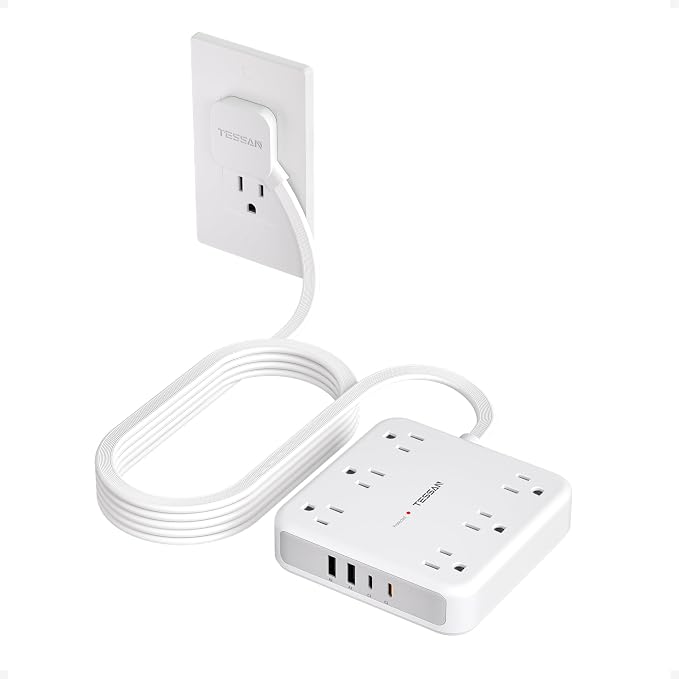 TESSAN 10Ft Grey Extension Cord by TESSAN