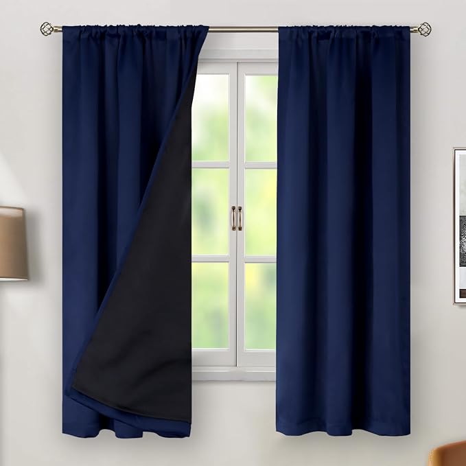 BGment Navy Blue 100% Blackout Curtains 63 Inches Long - Image 2