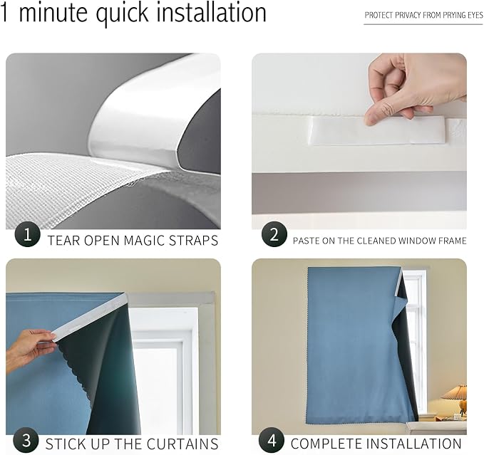 JILRON Magic Tape Stick on Portable Curtains - Image 4