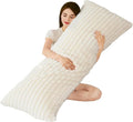 Full Body Pillow with Fluffy Stripe Faux Fur Removable Cover, Long Bed Pillow by Memfydu