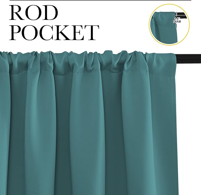NICETOWN RV Blackout Curtains for Camper Windows, Sea Teal, Kitchen Curtains - Image 2