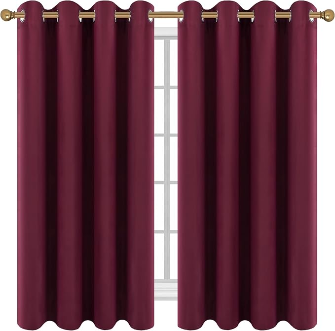 Diraysid Burgundy Red Grommet Blackout Curtains - Image 2