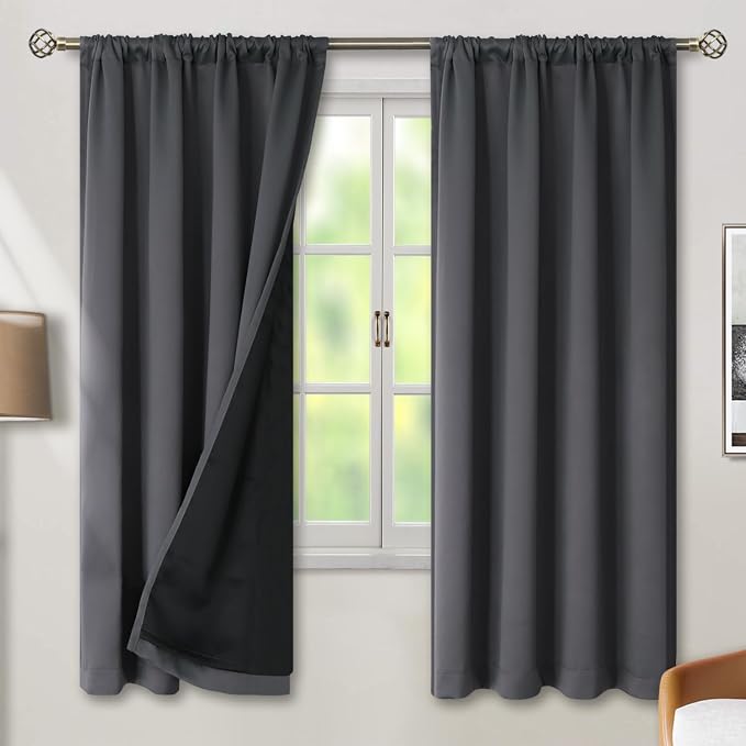 BGment 100% Grey Blackout Curtains 72 Inches Long - Image 2