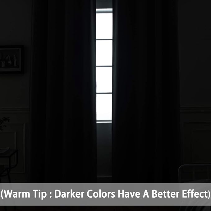 Yakamok Room Darkening Curtains 52x63 inch Length Dark Grey-Living Room | 2 - Image 3
