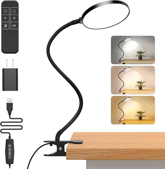 iFalarila Reading Light with Remote, LED Desk Lamp Clip on RA>95 Dimmable by iFalarila