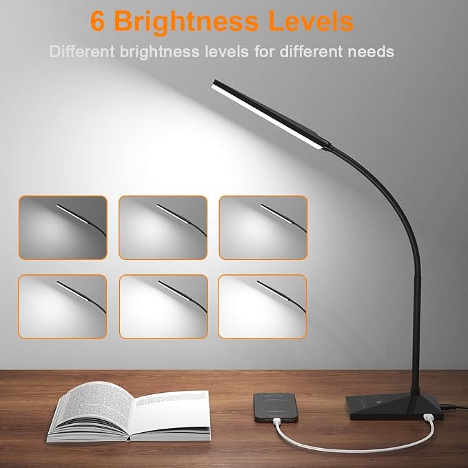 Vansuny LED Desk Lamp with USB Charging Port, Eye-Caring, 5 Color Modes - Image 6