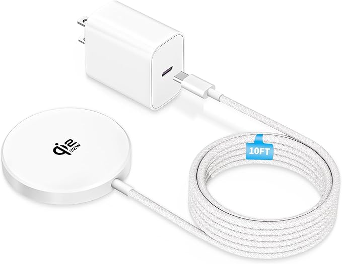 [Apple Qi2.2 Certified]Magnetic Wireless Charger, 10FT 25W iPhone Magsafe Charger Fast Phone Charging Pad Wireless Magnetic Braid Cable Charge for iPhone 17/17 Pro/17 Pro Max/Air/16 ProMax/15/14/13/12