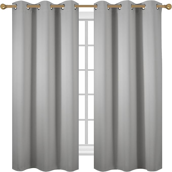 Diraysid Light Grey Grommet Blackout Curtains - Image 9