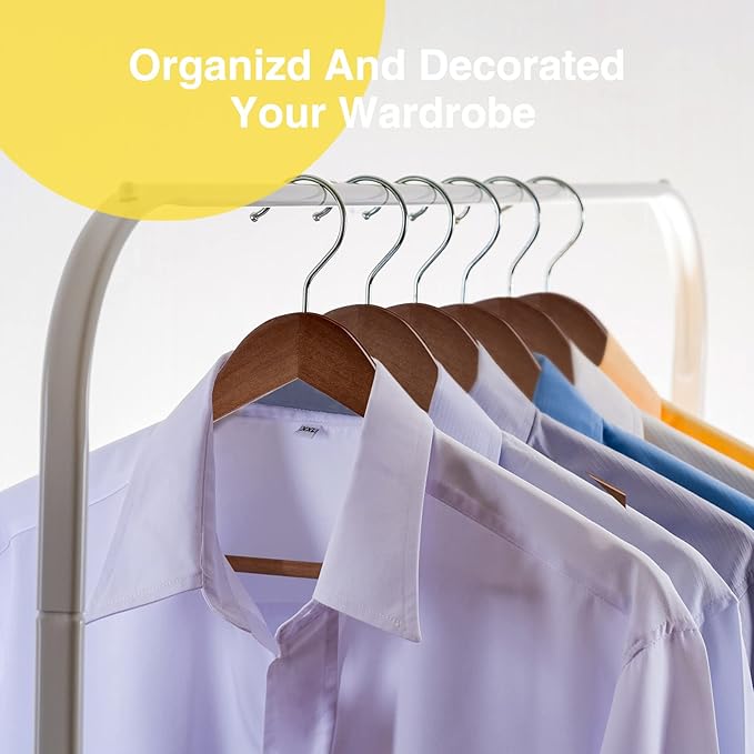 Wooden Hangers - 30 Pack - Clothes Hanger for Daily Used,Heavy Duty Wood Hangers with Precisely Cut Notches,Coat Hanger for Closet, Clothes Hangers for Shirt Suit Dress (Walnut)