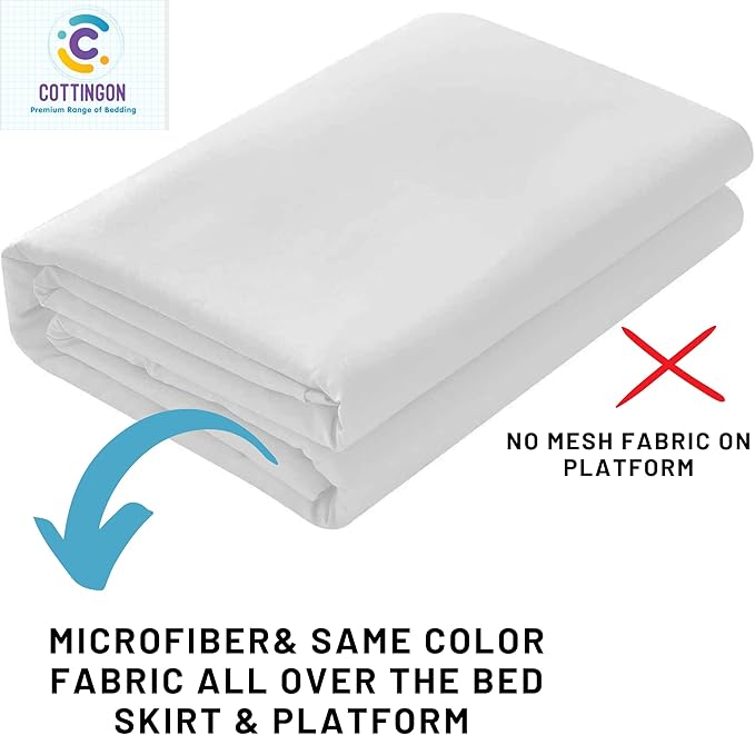 Ruffled Bed Skirt with Split Corners-Dust Ruffle - 22" Drop 100% Microfiber Soft,Sheen & Luxurious Look - Bed Skirts (White -Twin)