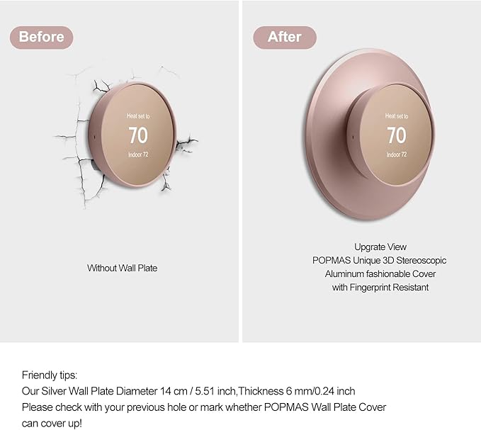 POPMAS Nest Thermostat Wall Plate - Compatible With Google Nest Thermostat 2020, Sand Metal Trim Plate, Cover Plate Trim Kit Accessory