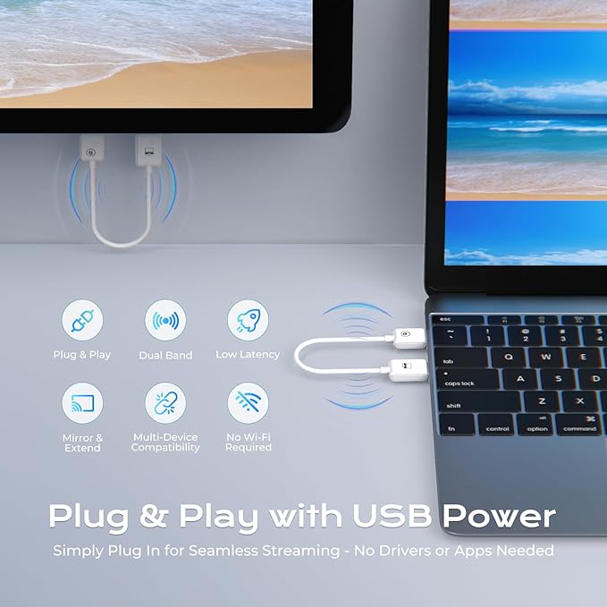 Wireless HDMI Transmitter and Receiver 100FT/30M, 4K Decode 1080P Output, Plug & Play Portable 2.4G/5G Wireless HDMI Extender Kit for Laptop, Desktop, PC, TV Box, PS5/4 to Monitor, Projector, or HDTV