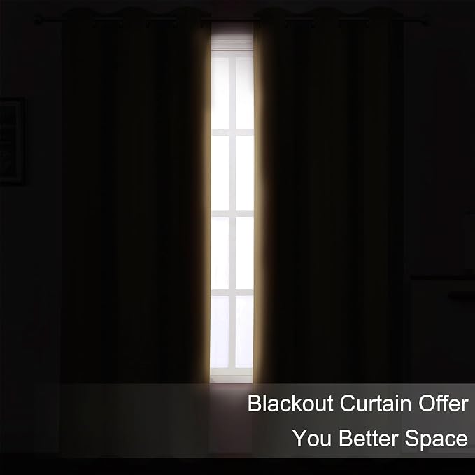 Natural Thermal Blackout Curtains/52 x 72 Inch/Set of 2 Panels Room Darkening - Image 3