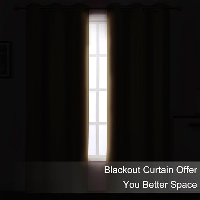 Natural Blackout Curtains 66 x 63 Inch Length/Set of 2 Curtain Panels/Thermal - Image 3