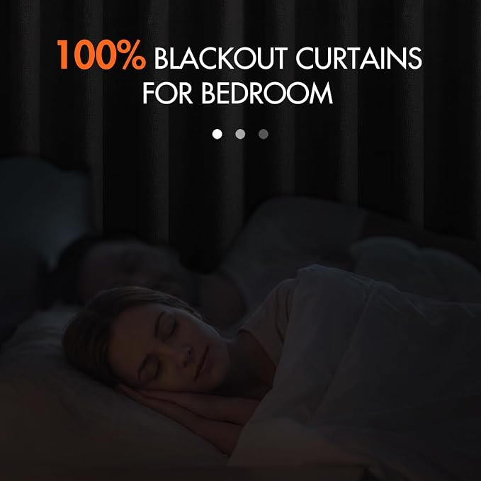 MIULEE 100% Blackout Curtains Linen Curtains 96 Inches Long, Dark Gray | 2 - Image 2