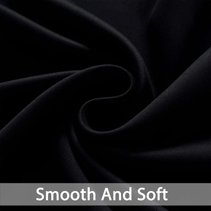 Yakamok Blackout Curtains 38x90 inch Black Thermal Drapes-Bedroom | 2 panels - Image 3