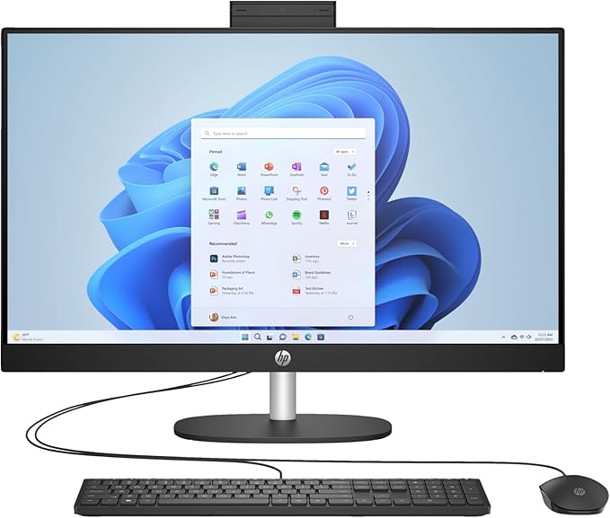 HP 27 FHD IPS AIO PC (Intel 12-Core Ultra 7 255U CPU, 96GB DDR5 RAM, 4TB NVME SSD, MS Office 2021 Lifetime, W11 Pro, HDMI, RJ45, WiFi 6, FHD Webcam, Wireless KB+Mouse) - All in One Business Desktop
