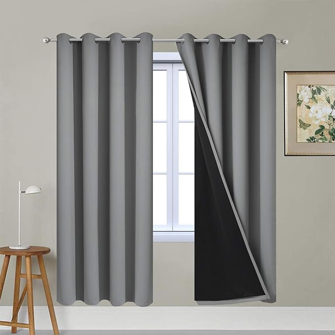 Yakamok Grey Blackout Curtains 72 Inches Long by Yakamok