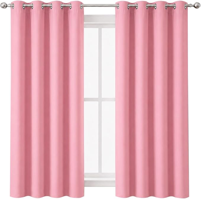 Blackout Curtains 52 x 63 inch/Pink Curtains Set of 2 Panels/Thermal Insulated - Image 2