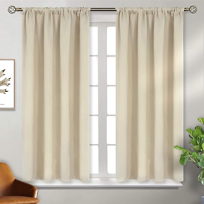 BGment Beige Blackout Curtains 45 Inches Long 2 Panels by BGment
