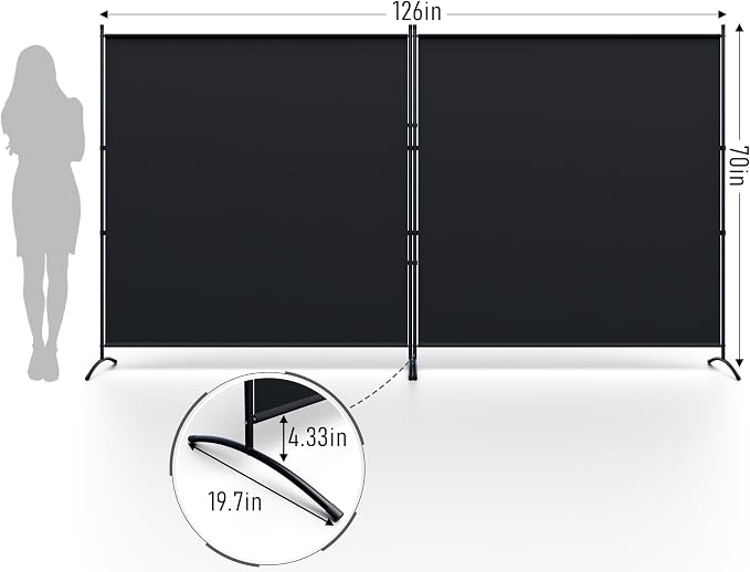 2 Panel Large Room Divider, Folding Privacy Screens - Image 2