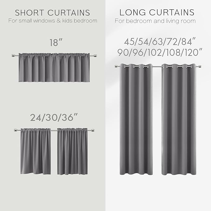 72 Inch Length Grey Curtains for Room, 2 Panels Set 6FT 6 FT Grommet Double - Image 8