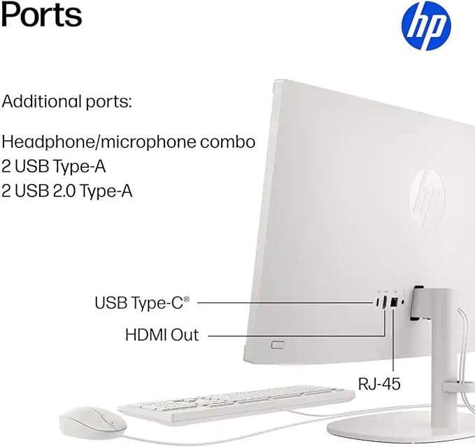 HP 2025 22" FHD All-in-One Desktop Computer • The New Version for Everyday Use • Latest 13th Gen Intel Quad-Core CPU • 32GB DDR5 • 128GB Storage • HDMI • Type-C • Wi-Fi • HD Webcam • Win11 • White
