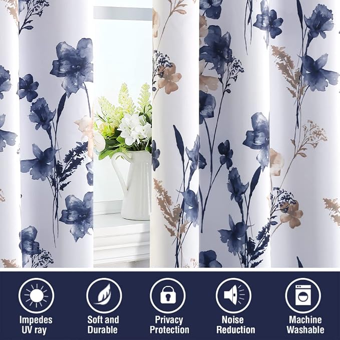 H.VERSAILTEX 100% Blackout Curtains 84 inch Length 2 Panels Set Cattleya Floral - Image 7