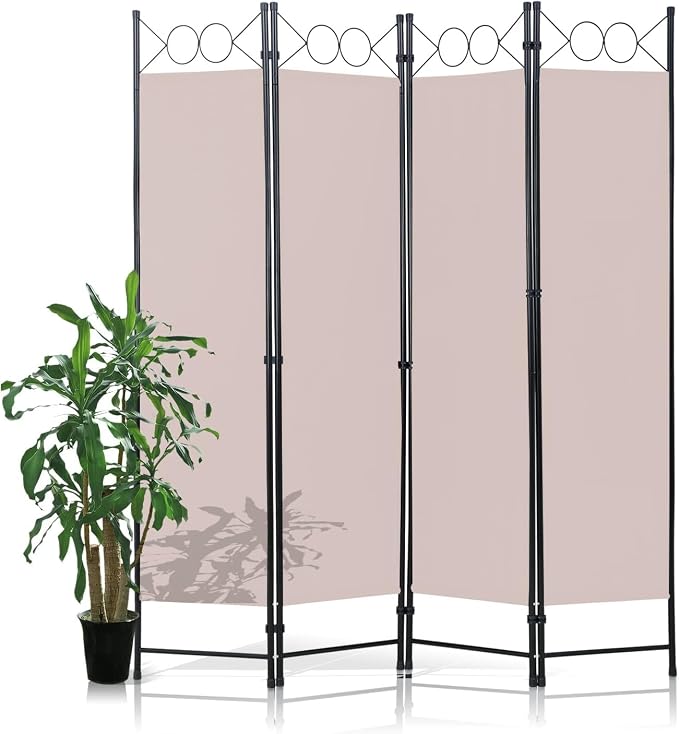 Room Divider 4 Panels 6FT Room Divider Tan Wall Divider by NChanmar