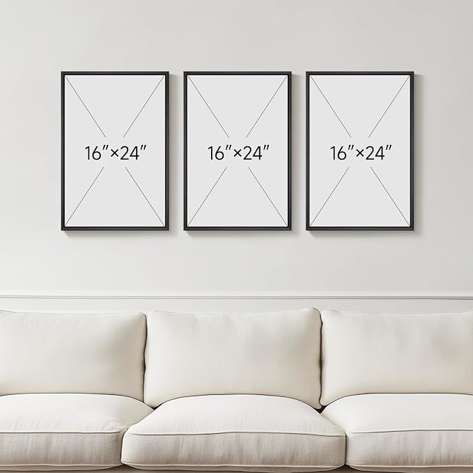 3D Textured Framed Black and White Abstract Wall Art Set of 3, 16x24 In | Solid - Image 8