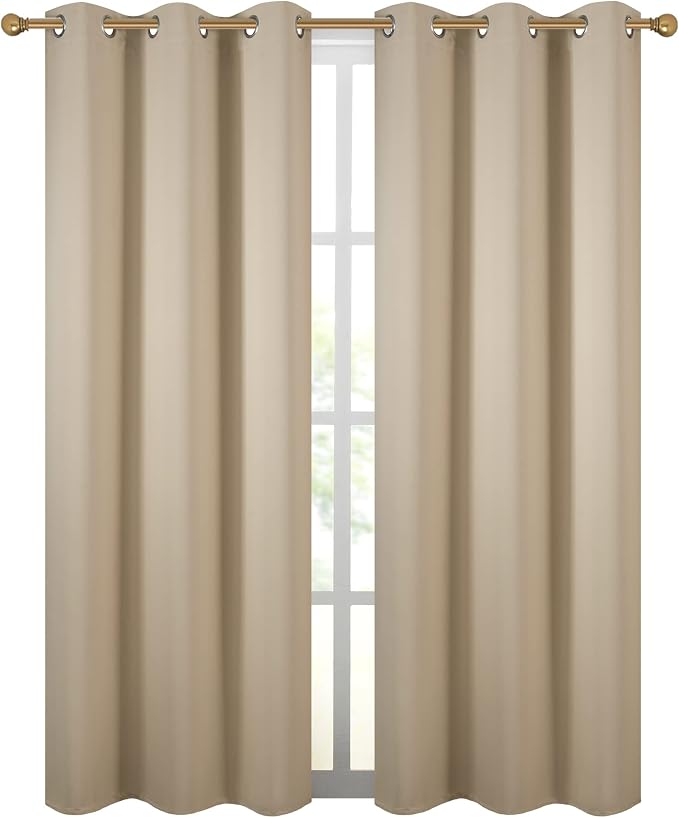 Diraysid Beige Grommet Blackout Curtains - Image 2