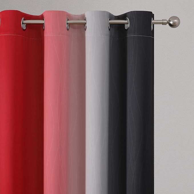 Red and Black Ombre Blackout Bedroom Curtains 36 Inch Long | Room Darkening - Image 4