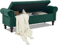 SOFTHION 58.1" Storage Bench for Bedroom, Velvet Upholstered, Dark Green | End by SofthionDesign