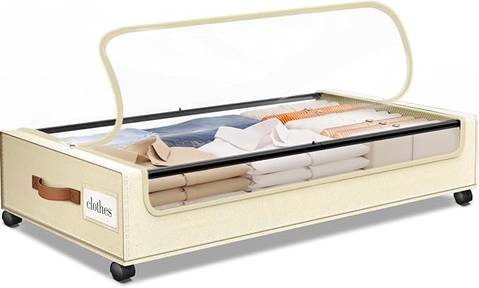 Under Bed Storage with Wheels 1Pack Storage Containers with Clear Window | by SpaceHacks