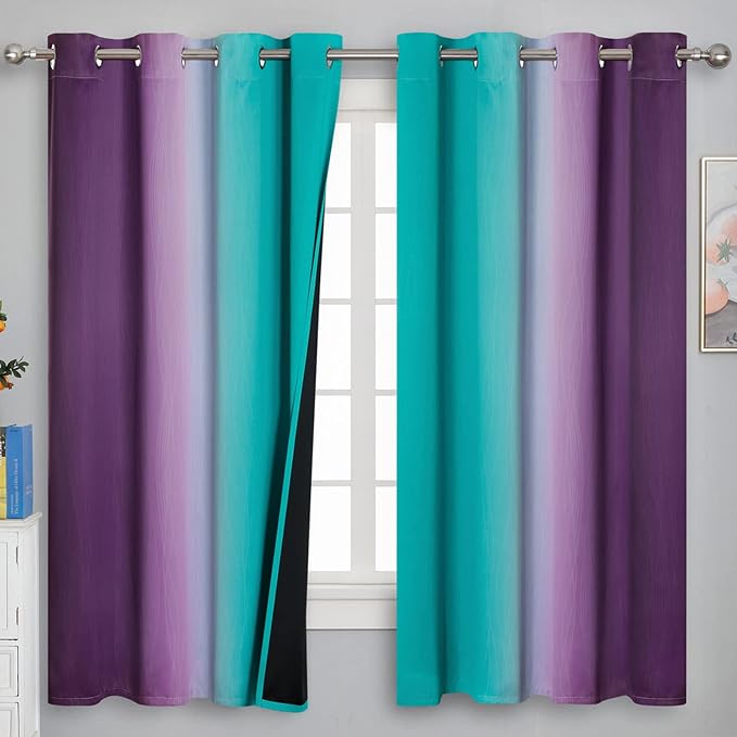 Ombre Teal and Purple Blackout Curtains by ESTELARTEXTILER