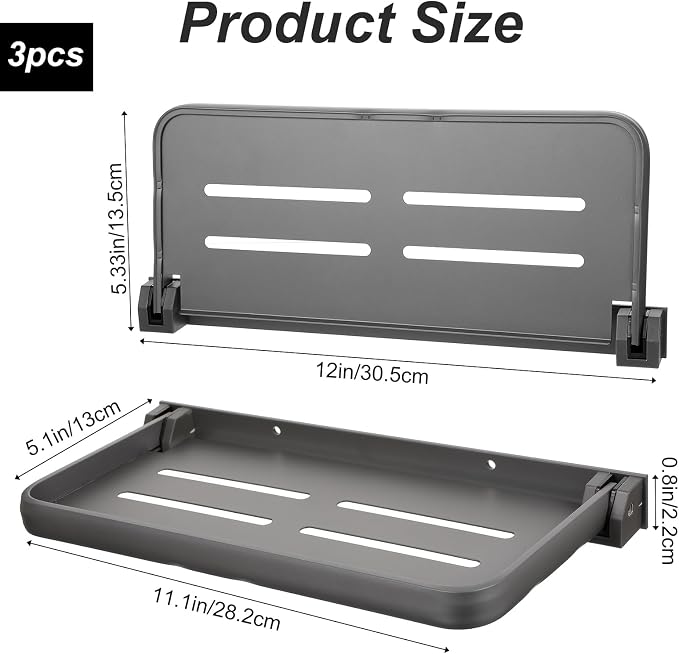 3 Pack RV Aluminum Fold Down Wall Shelf, Sturdy Wall-Mounted Folding Shelf - Image 4