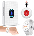 Daytech Wireless Caregiver Pager Wrist Call Button Personal Help Alert Pager System for Home Nurses Caregivers Patients Elderly 2 Waterproof Transmitters 1 Plugin Receiver