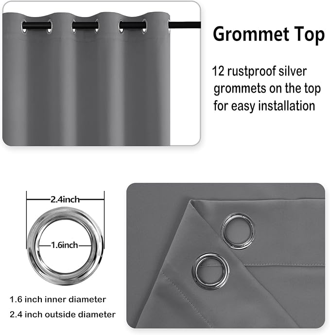 DWCN Grey Blackout Curtains for Bedroom - Image 5