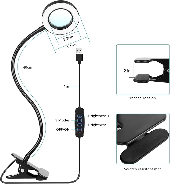 Woputne Desk Lamp 5X Magnifying Glass - Image 6