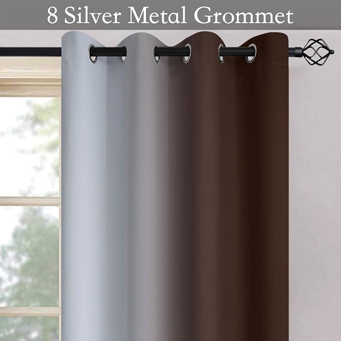 SimpleHome Ombre Brown to Grey White Curtains - Image 5