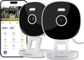 FAMVIVA 2K Security Camera, Outdoor/Indoor for Home, Pet, Baby, Nanny, IP65 Waterproof Color Night Vision, White Light & Siren, Recording, Motion Detection, Compatible with Alexa,White-2P