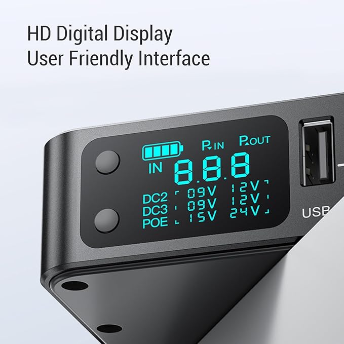 Phefop UPS Battery Backup, USB Tye C 5V DC 5V 9V 12V Output Voltage Adjustable 18000mAh Portable Uninterruptible Power Supply for Router Security Camera DVD Player