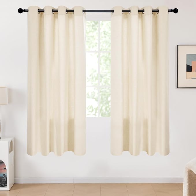 Deconovo Light Beige Linen Curtains by Unknown