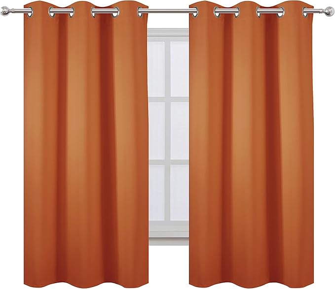 Orange Blackout Curtains 38 x 63 Inch Length/Set of 2 Curtain Panels/Thermal by Lemomo