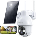 Rebluum Security Camera Wireless Outdoor, 2K Solar Security Camera,Battery Powered 360°PTZ Outdoor Camera,Color Night Vision,2-Way Audio,PIR Motion Detection,Compatible with Alexa