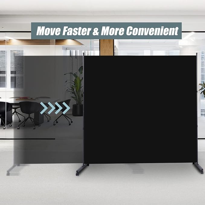 Room Divider 71'' Wide Partition Room Dividers, 1 Panel Wall Divider w/Wheel | - Image 4