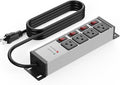 CCCEI Heavy Duty Surge Protector Power Strip 20 Amp Individual Switches. 6FT 12 Gauge Extension Cord with Multiple Outlets. Kitchen, Garage, Shop, Industrial Wall Mount Electric Extender, Grey.