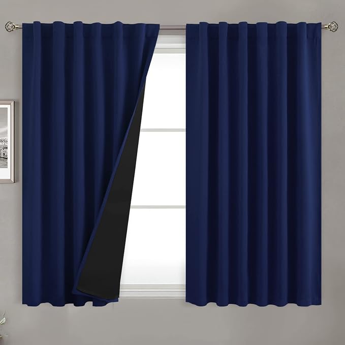 BGment Navy Blue 100% Blackout Curtains 45 Inches Long by BGment